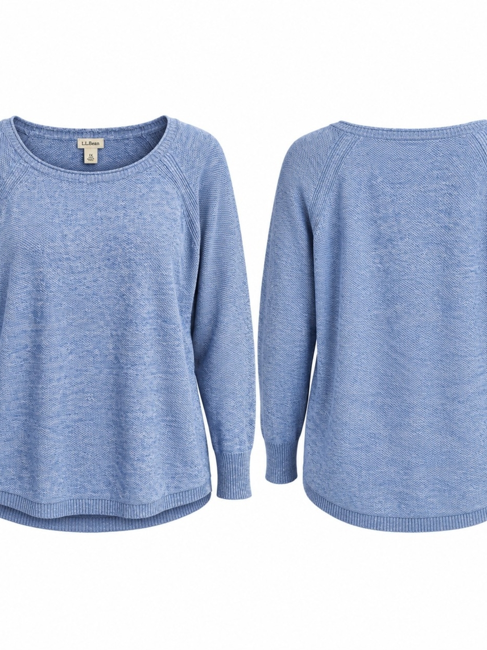 L.L.Bean 1X Plus Blue Cotton Sweater Coastal Grandmother Casual Minimalist